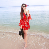 夏季海岛度假气质显瘦沙滩裙短款海边波西米亚修身短裙雪纺连衣裙