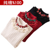 童装2015冬季女童毛衣加厚中大童高领套头韩版儿童针织打底衫纯棉