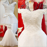 婚纱礼服2015新款一字肩新娘结婚奢华大气珍珠短拖尾冬季显瘦优雅