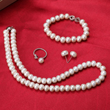 淡水珍珠套装 珍珠项链送妈妈礼物强光珍珠手链珍珠戒指正品天然
