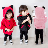 2015秋冬季款韩版童装可爱纯色帽子蝙蝠女童儿童宝宝斗篷外套披风
