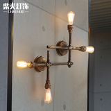 柴火美式复古工业壁灯过道餐厅阳台酒吧创意个性铁艺灯具水管壁灯