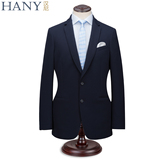 HANY汉尼春季男士薄款修身西服高端蓝色西服外套商务正装休闲西装