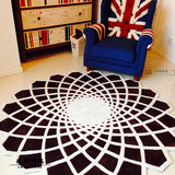 潮时尚欧式不规则圆形地毯现代宜家地毯简约方块个性地毯定制黑白