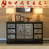 新中式餐边柜彩手绘门厅玄关柜储物柜隔断柜装饰柜样板房现代家具