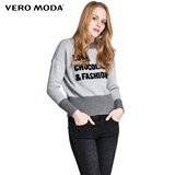 Vero Moda2016新品长袖字母贴布套头女士毛针织衫|316113024