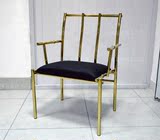 中式休闲椅古典时尚单人椅有手椅不锈钢餐椅售楼会所洽谈椅沙发椅