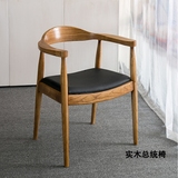 美式复古实木仿古做旧餐桌椅 铁艺吧台椅子 客厅餐椅 低靠背椅子