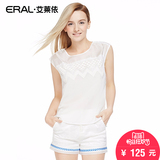 艾莱依韩版新款2016无袖雪纺衫上衣女短袖短款夏季ERAL31040-EXAC