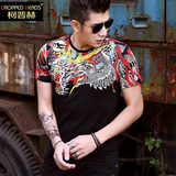 2016中国风男装龙印花短袖T恤男士 潮流夏季修身体恤韩版半袖衣服