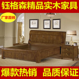 实木床橡木床1.8米双人床精品高级卧室家具婚床硬板床简约现代床