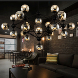 北欧后现代创意餐客厅铁艺术复古工业风玻璃球网咖个性魔豆吊灯饰