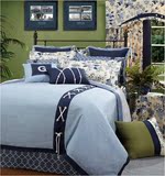 高端正品美式古典蓝色样板间男孩房床上用品儿童床品多件套