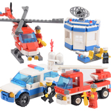 乐高式消防车儿童玩具男童3-6岁益智拼装积木8-10周岁警车积木