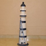 地中海风格木质灯塔 做旧手工制作创意家居摆件摆设1米 大号 实木