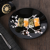 日式餐饮具 时尚陶瓷平盘装饰寿司点心盘 创意浮雕梅花圆盘早餐盘