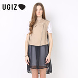 UGIZ韩国夏季女装修身时尚雪纺拼接拉链马甲UBEW503A专柜正品