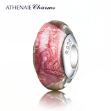ATHENAIE意大利Murano Glass 925银芯金沙charms炫彩琉璃珠转运珠