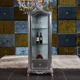 新古典酒柜现代单门酒柜欧式玻璃展示柜实木雕花储物柜墙角装饰柜