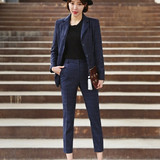 2016新款韩版小西装BF男友风帅气中性西服套装女装西裤两件套套装