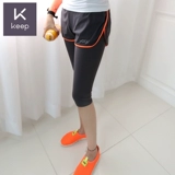 夏季新款女子户外运动假两件运动裤 健身瑜伽跑步裤修身显瘦七分