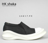 HK shaka 复古低帮牛皮板鞋 英伦厚底增高真皮男鞋 套脚潮流时尚