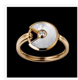 18K玫瑰金黄金白贝母黑玛瑙红玉髓天然钻石护身符戒指吊坠正品