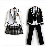 英伦学院风格子短裙校服表演服日韩学生少女长袖衬衣西装班服套装