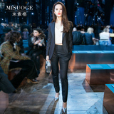 2016春装新款韩版职业小西装休闲套装长袖中长款时尚西服外套女装