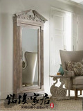 美式乡村法式田园风格做旧镜子实木镜装饰复古立体客厅镜浴室镜子