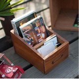 zakka杂货复古实木质明信片遥控器盒整理桌面收纳盒储物杂物木盒