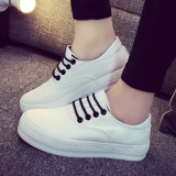 2015春季帆布鞋女板鞋韩版学生厚底松糕小白鞋休闲低帮白色布鞋潮