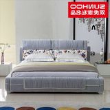 双虎家私布艺床可拆洗双人床1.5米1.8米现代简约卧室软床家具012