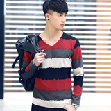 2014冬装韩版 男装保暖加绒加厚男士长袖t恤 V领打底衫修身体恤衫