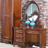 卧室实木梳妆台欧式梳妆台美国红橡木梳妆台梳妆桌带镜1.2米储物