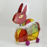 促销 传统手工制作彩色玻璃纸真毛布小兔子中秋节日灯笼 儿童礼物