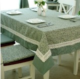 韩式棉麻餐桌台布长方形客厅茶几桌布布艺田园餐桌布清新黄绿色滇