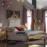 fp家居意大利奢华别墅家具法式奢华实木雕刻双人床欧式高背实木床