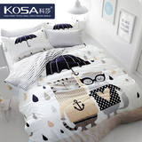 科莎韩式简约卡通纯棉四件套 全棉1.8被套床单学生4件套床上用品