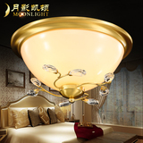 欧式全铜水晶吸顶灯led圆形美式简约卧室灯阳台灯走廊灯过道灯具