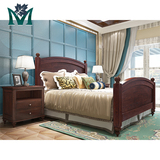 美式乡村实木床双人床 美式卧室实木家具 杨木床定制定做 魅家具