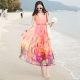 雅欧绒2016夏季女沙滩裙中长款波西米亚连衣裙海边度假气质裙显瘦