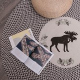 美式乡村纯棉圆形地毯卧室客厅 麋鹿编织家用茶几大地垫