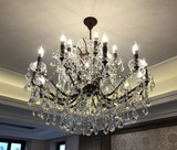 美式复古水晶吊灯北欧创意个性复古铁艺蜡烛客厅餐厅别墅水晶吊灯