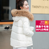 2015冬装新款奢华超大毛领女士羽绒服短款修身加厚韩版女装外套潮