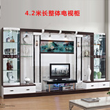 4.2米长简约现代电视柜组合 新款烤漆影视墙 多功能电视机背景柜
