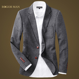 ROGOR MAN2016春季男装韩版休闲西服 英伦修身时尚针织小西装外套