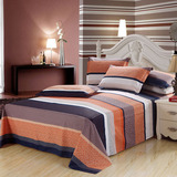 全棉斜纹床单 印花被单 欧美风学院派床品 单件 橘色咖啡棕色条纹