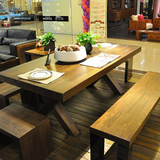 北欧铁艺全实木家庭客厅餐桌椅组合简约复古休闲咖啡厅桌椅电脑桌