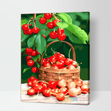 特价包邮编码数码彩绘手绘diy数字油画樱桃水果餐厅大幅装饰画